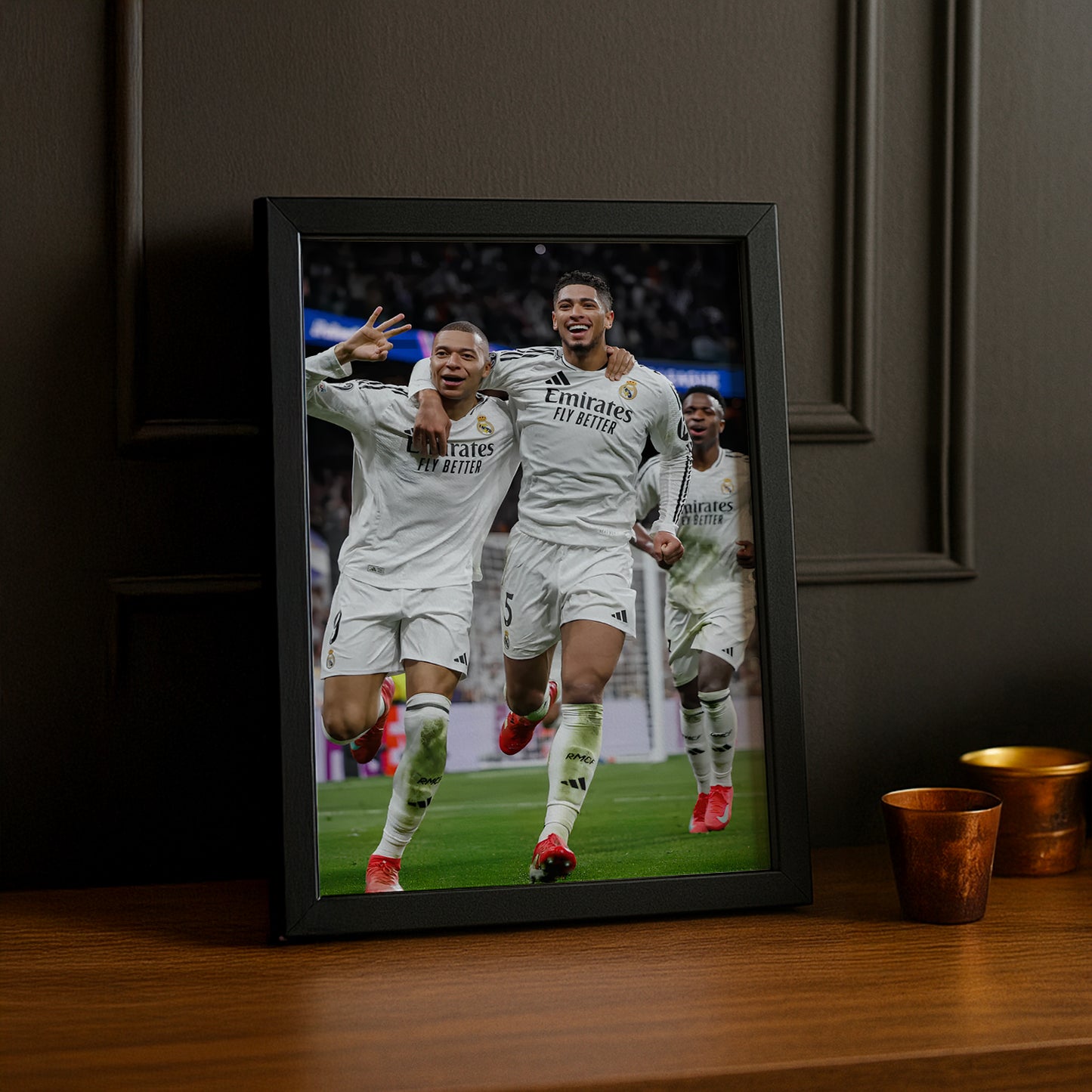 Cadre photo de Mbappé, Bellingham, Vinicius JR