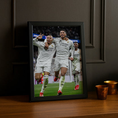 Cadre photo de Mbappé, Bellingham, Vinicius JR