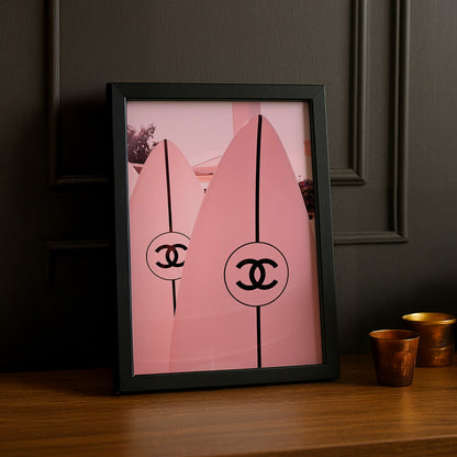 Cadre photo Chanel - Planche de surf rose