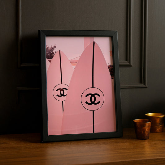 Cadre photo Chanel - Planche de surf rose