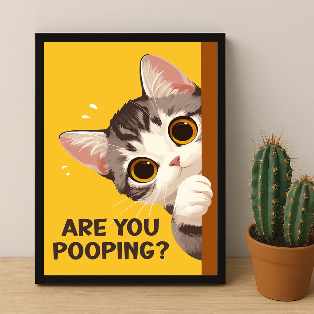 Cadre photo Chat mignon Are You Pooping ?