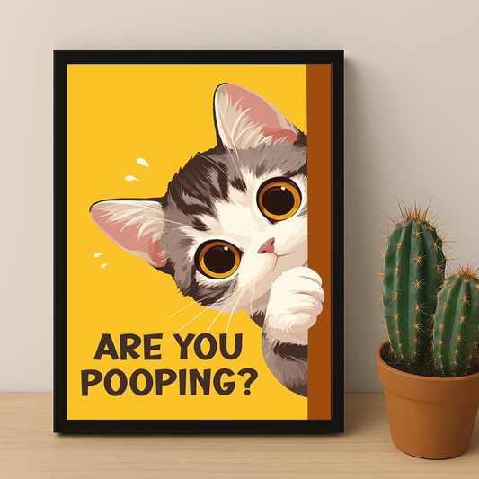 Cadre photo Chat mignon Are You Pooping ?