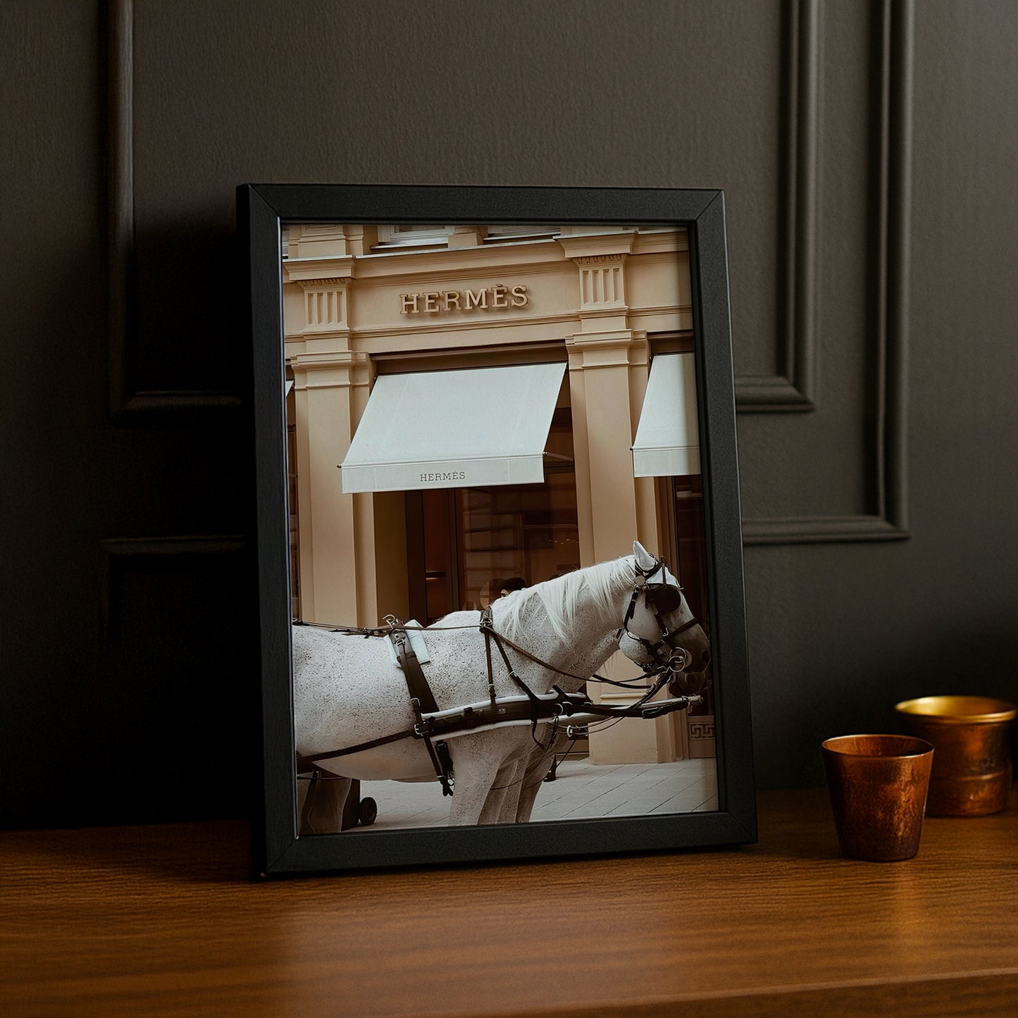 Cadre photo Hermès - Chevaux Blanc