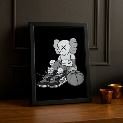 Cadre photo Kaws assis basketball