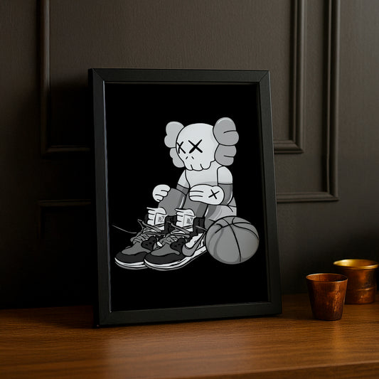 Cadre photo Kaws assis basketball