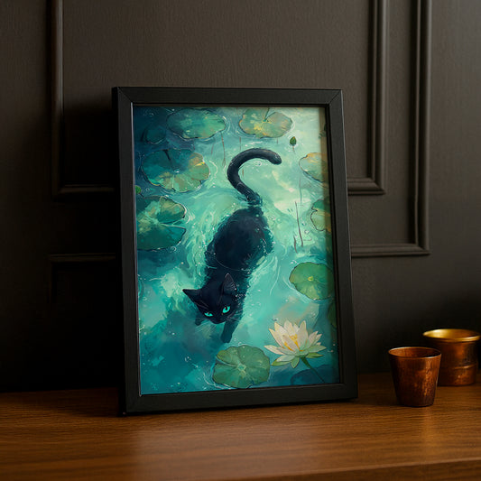 Cadre Photo Chat - Chat dans un lac