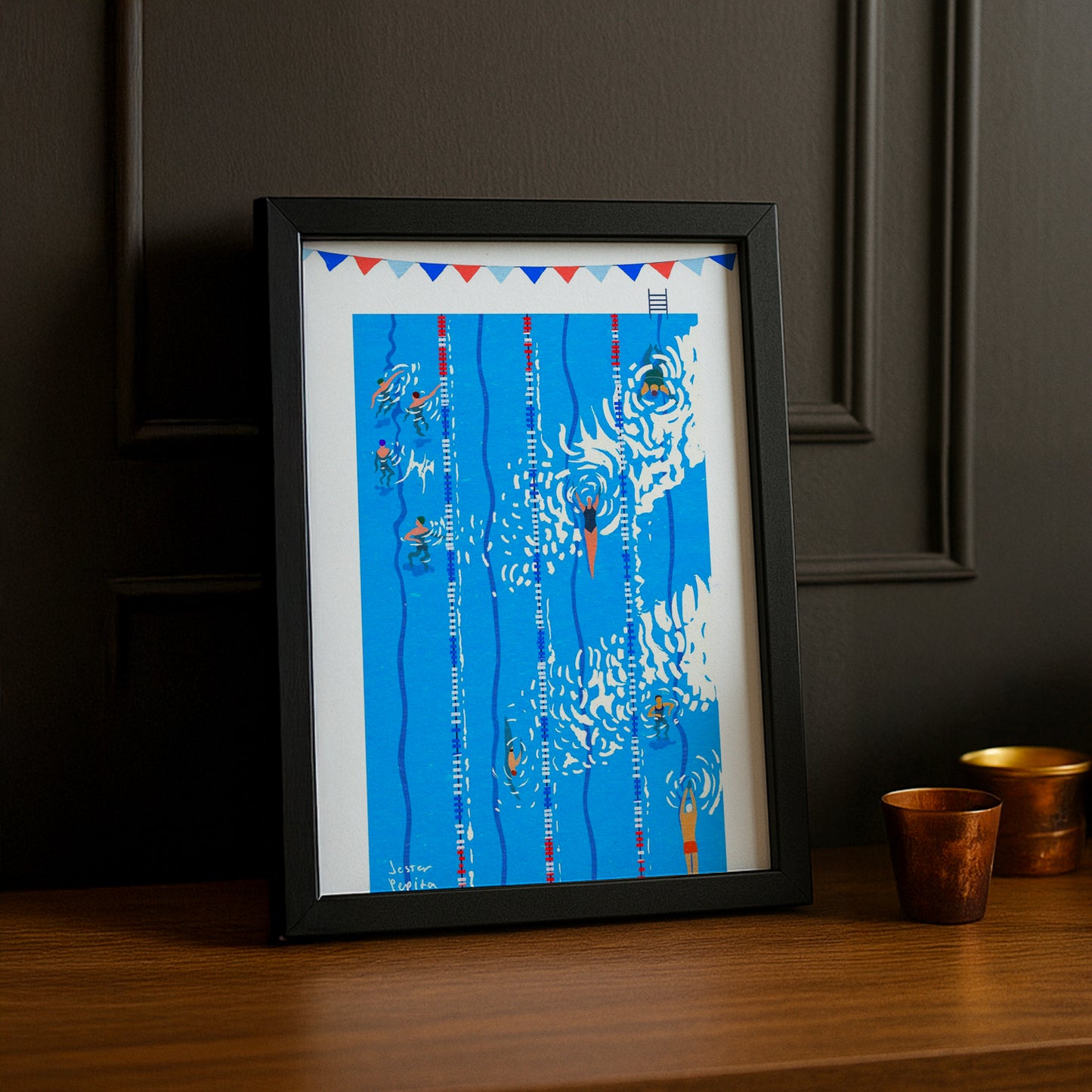 Cadre Photo Natation - Dessin Piscine