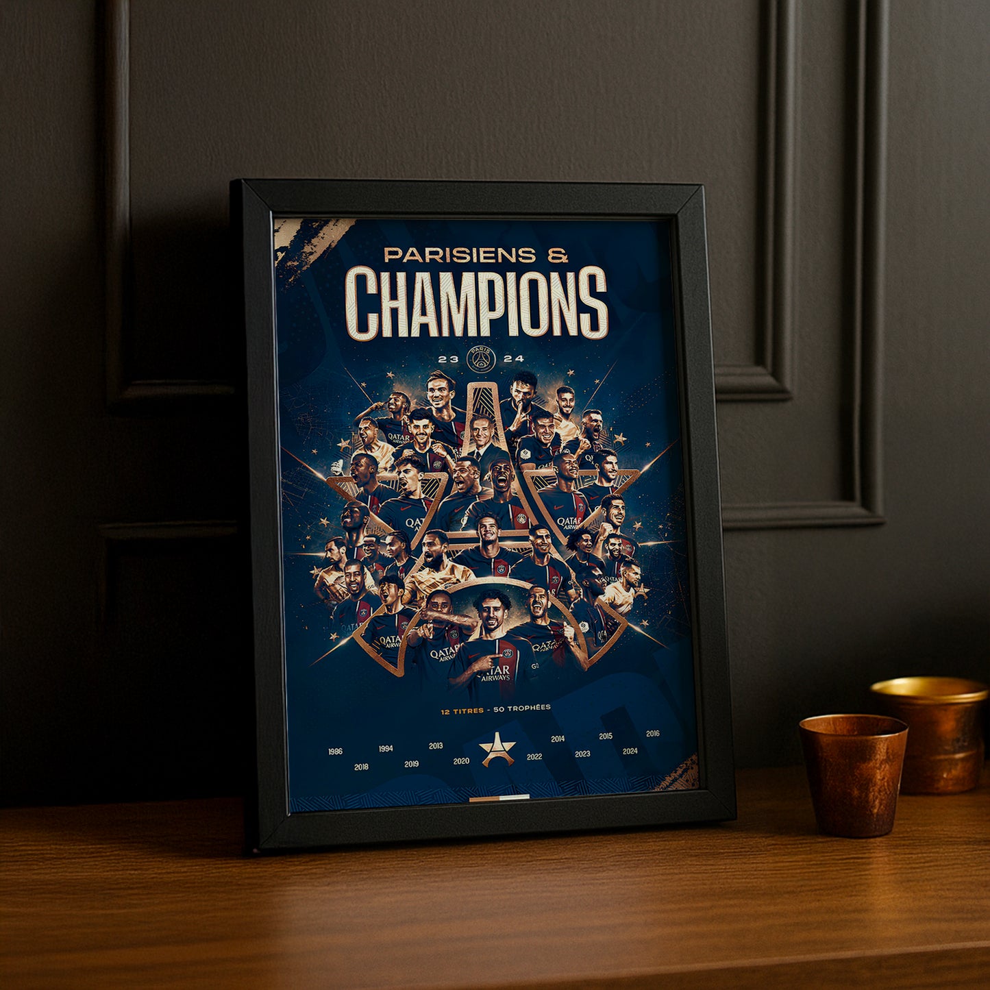 Cadre photo Paris Saint-Germain Champions de France 2023 - 2024