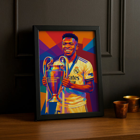 Cadre Photo Vinicius Jr Real Madrid Ligue des Champions – Affiche HD Encadrée Papier Premium