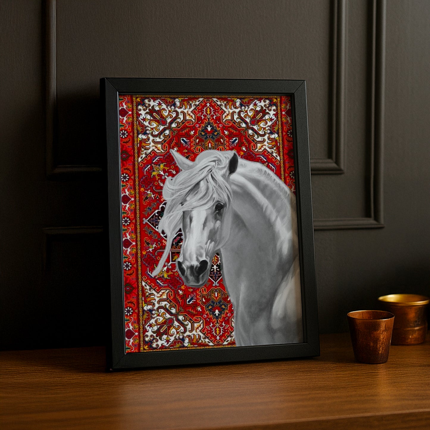 Cadre photo Équitation - Cheval Blanc Aesthetic Rouge