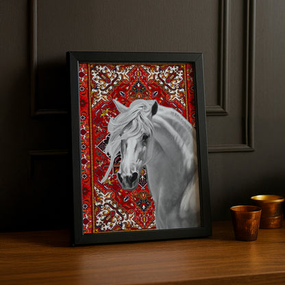 Cadre photo Équitation - Cheval Blanc Aesthetic Rouge