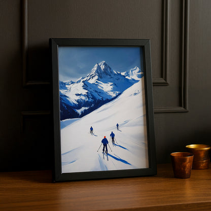 Cadre Photo Naturel - Illustration skieur