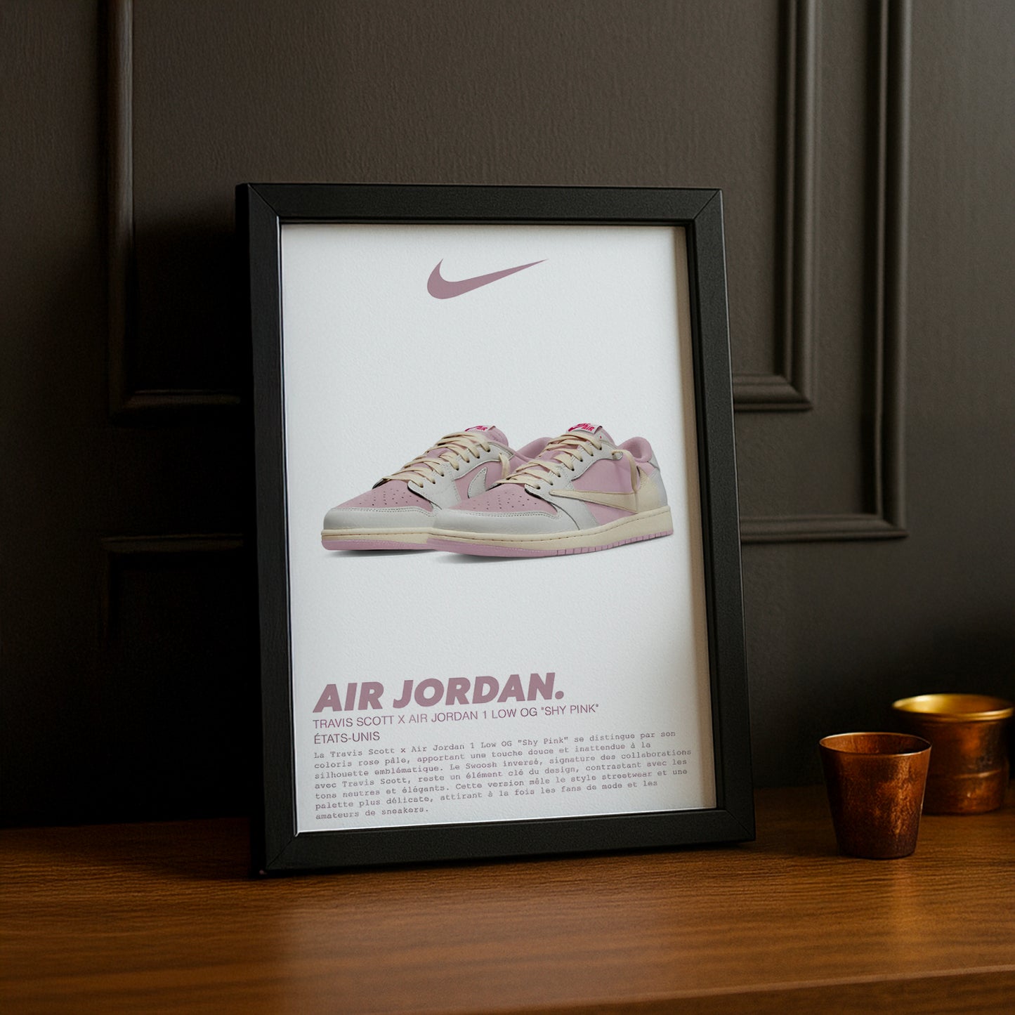 Travis Scott x Air Jordan 1 Low OG Shy Pink Fotorahmen 