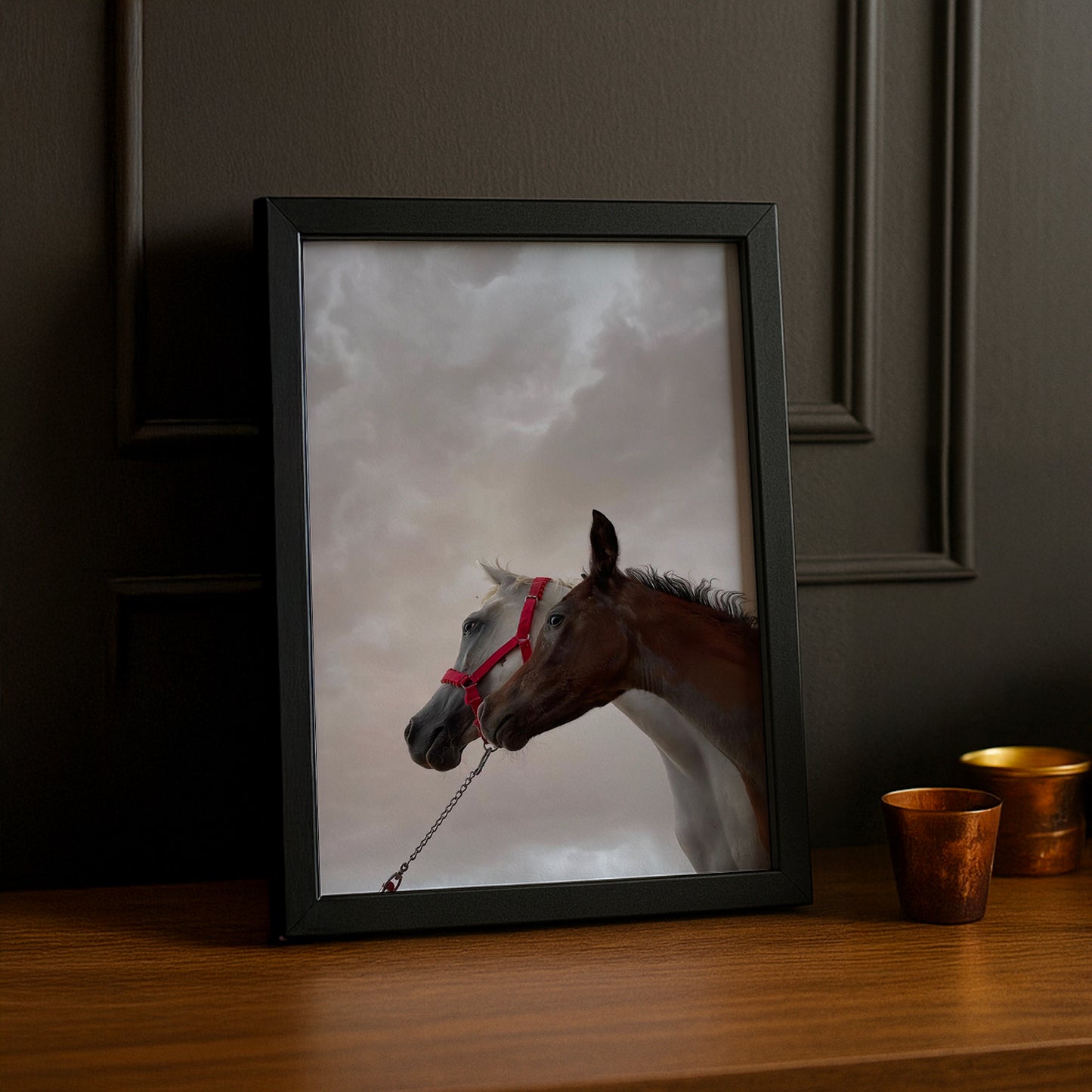 Cadre photo Équitation - Chevaux White x Black