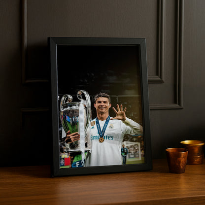 Cadre Photo Cristiano Ronaldo CR7 Real Madrid La Manita – Affiche HD Encadrée Papier Premium