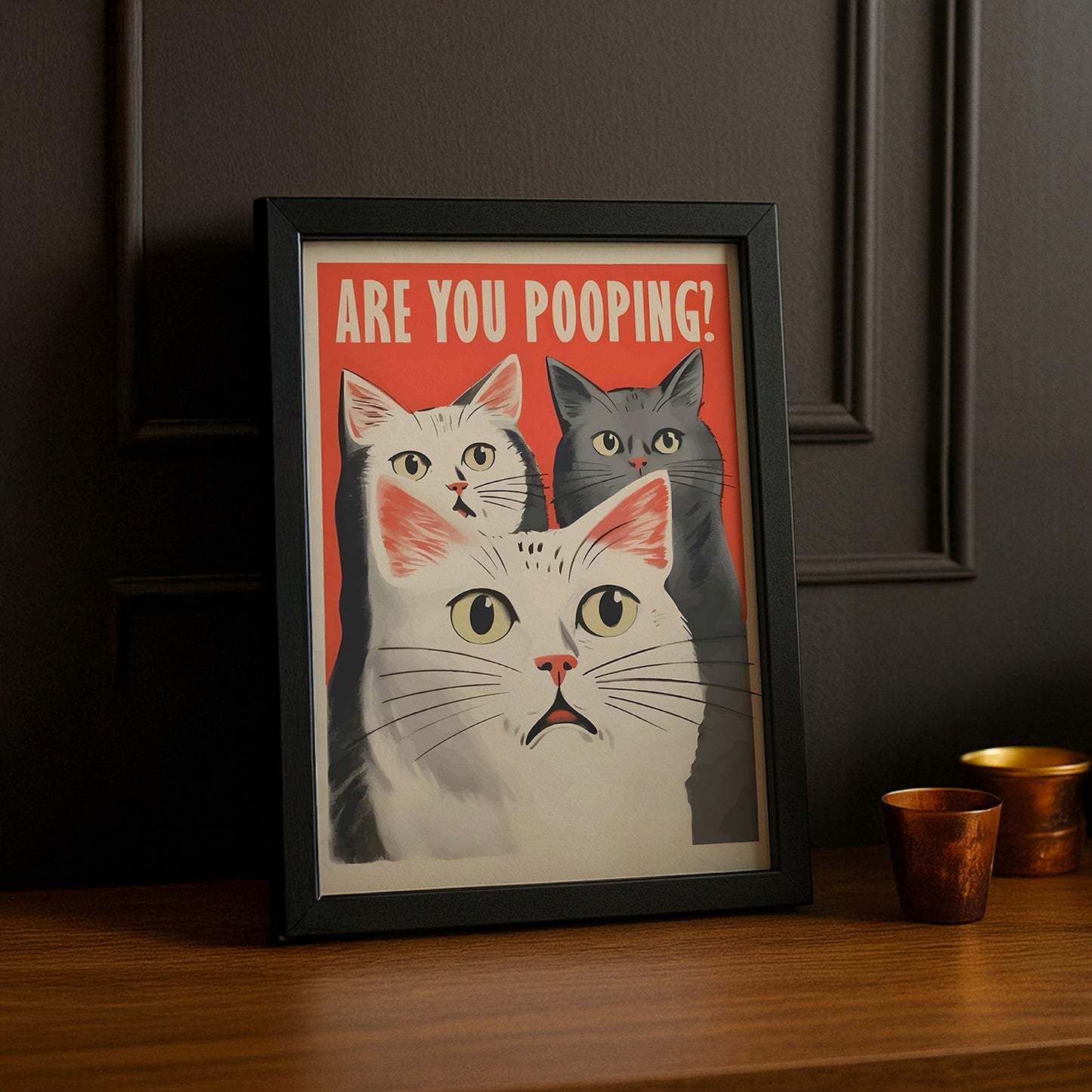 Cadre Photo Chat - Triple Chat Humour