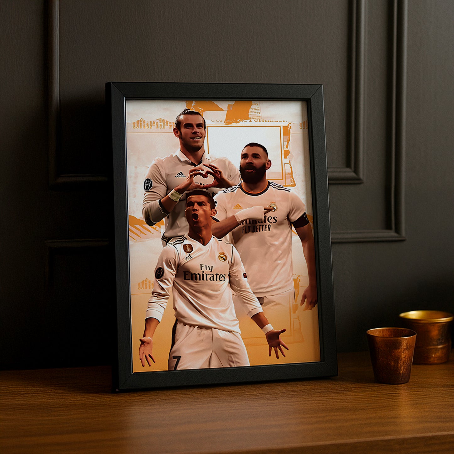Cadre photo de Benzema, Bale, Cristiano Ronaldo