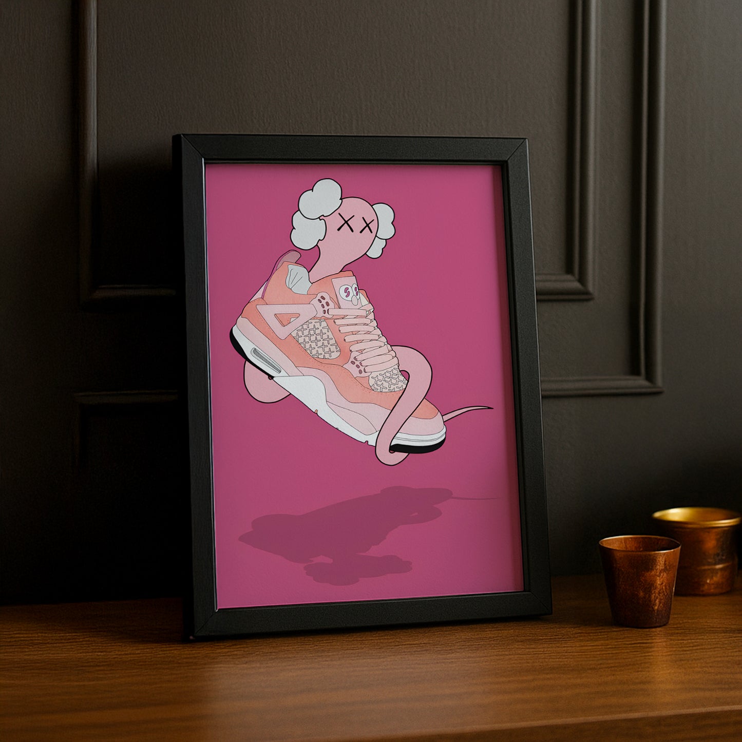 Cadre photo Air Jordan 1 Kaws Rose