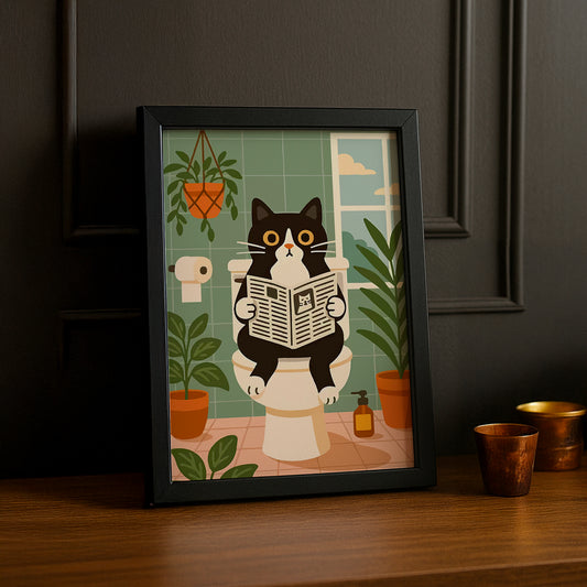 Cadre Photo Chat - Toilette