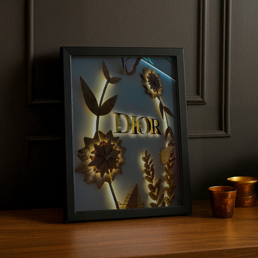 Cadre photo Dior - Gold Flowers