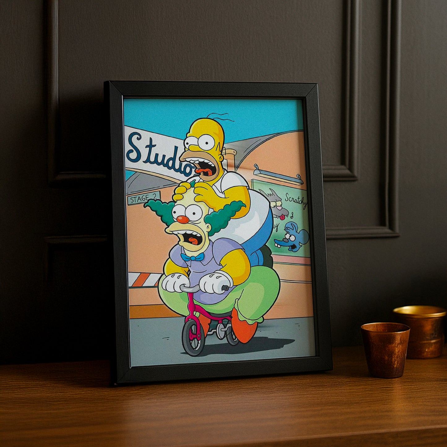 Cadre Photo Les Simpsons - Homer Simpson et Krusty le Clown
