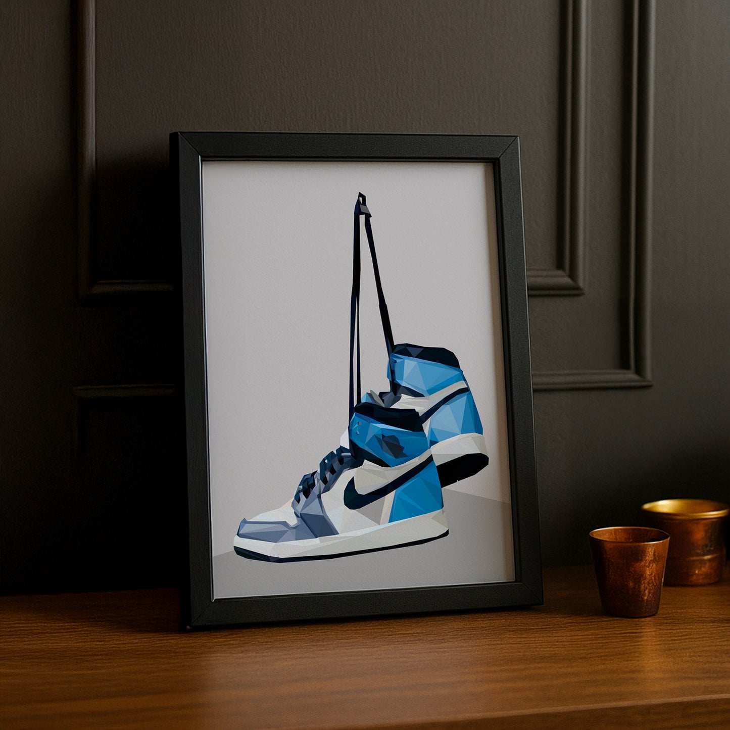 Air Jordan 1 High University Blauer Illustrations-Fotorahmen 