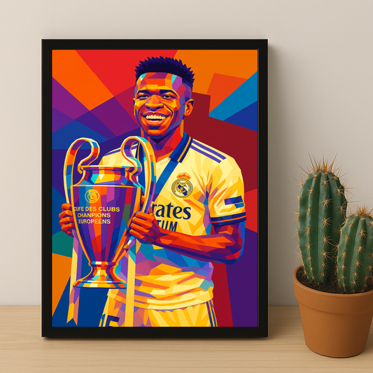 Cadre Photo Vinicius Jr Real Madrid Ligue des Champions – Affiche HD Encadrée Papier Premium