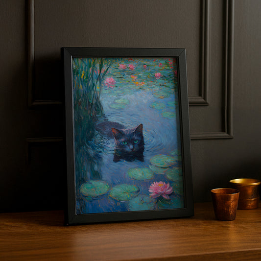 Cadre Photo Chat - Illustration d'un chat gris