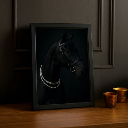 Cadre photo Équitation - Cheval Noir Perles