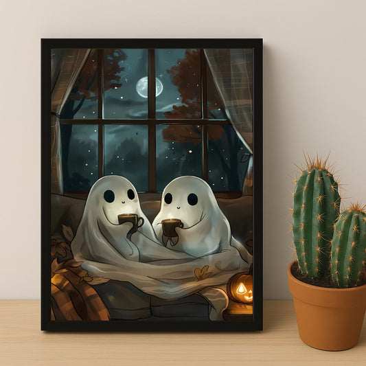 Poster Halloween - Fantômes café