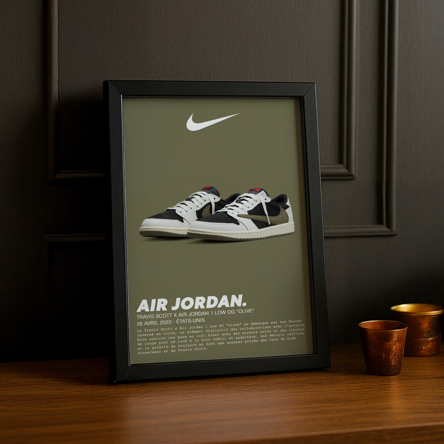 Cadre photo Travis Scott x Air Jordan 1 Low OG Olive