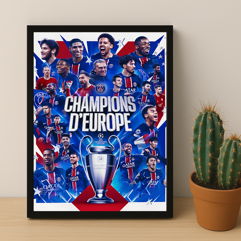 Cadre photo Paris Saint-Germain Champions d'Europe