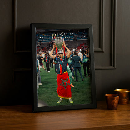 Poster Paris Saint-Germain Achraf Hakimi drapeau marocain