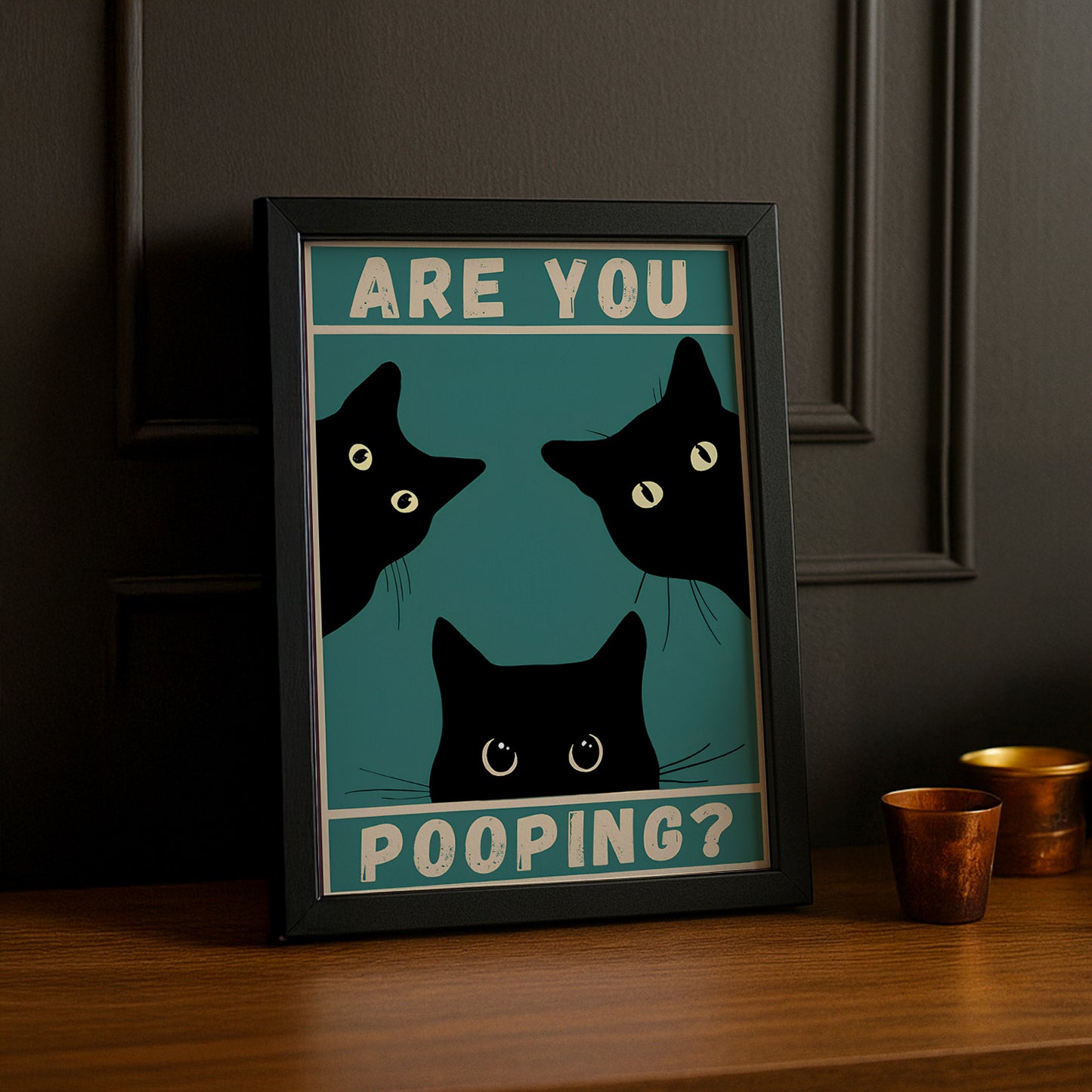 Cadre photo 3 Chat Are You Pooping