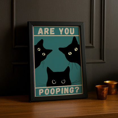 Cadre photo 3 Chat Are You Pooping