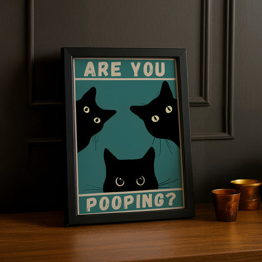 Cadre photo 3 Chat Are You Pooping