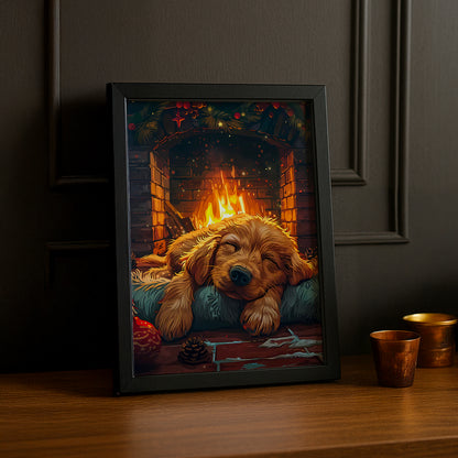 Cadre Photo Chien - Cheminée