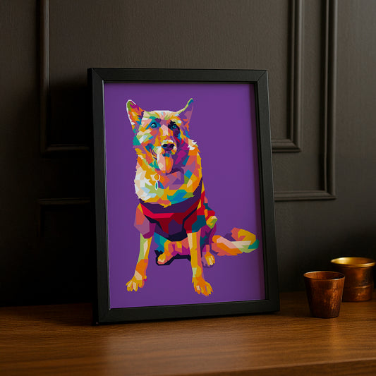 Cadre Photo Chien - Illustration violet
