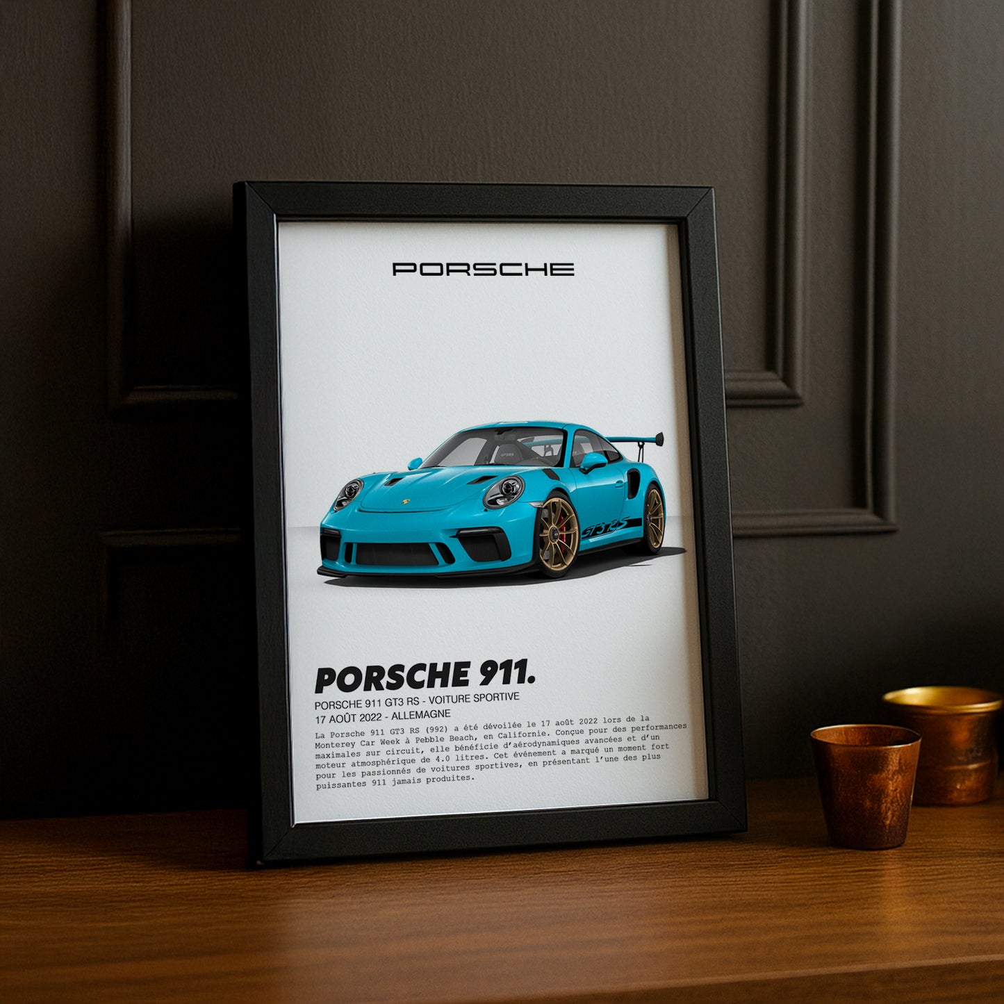 Cadre photo Porsche 911 GT3 RS Bleu
