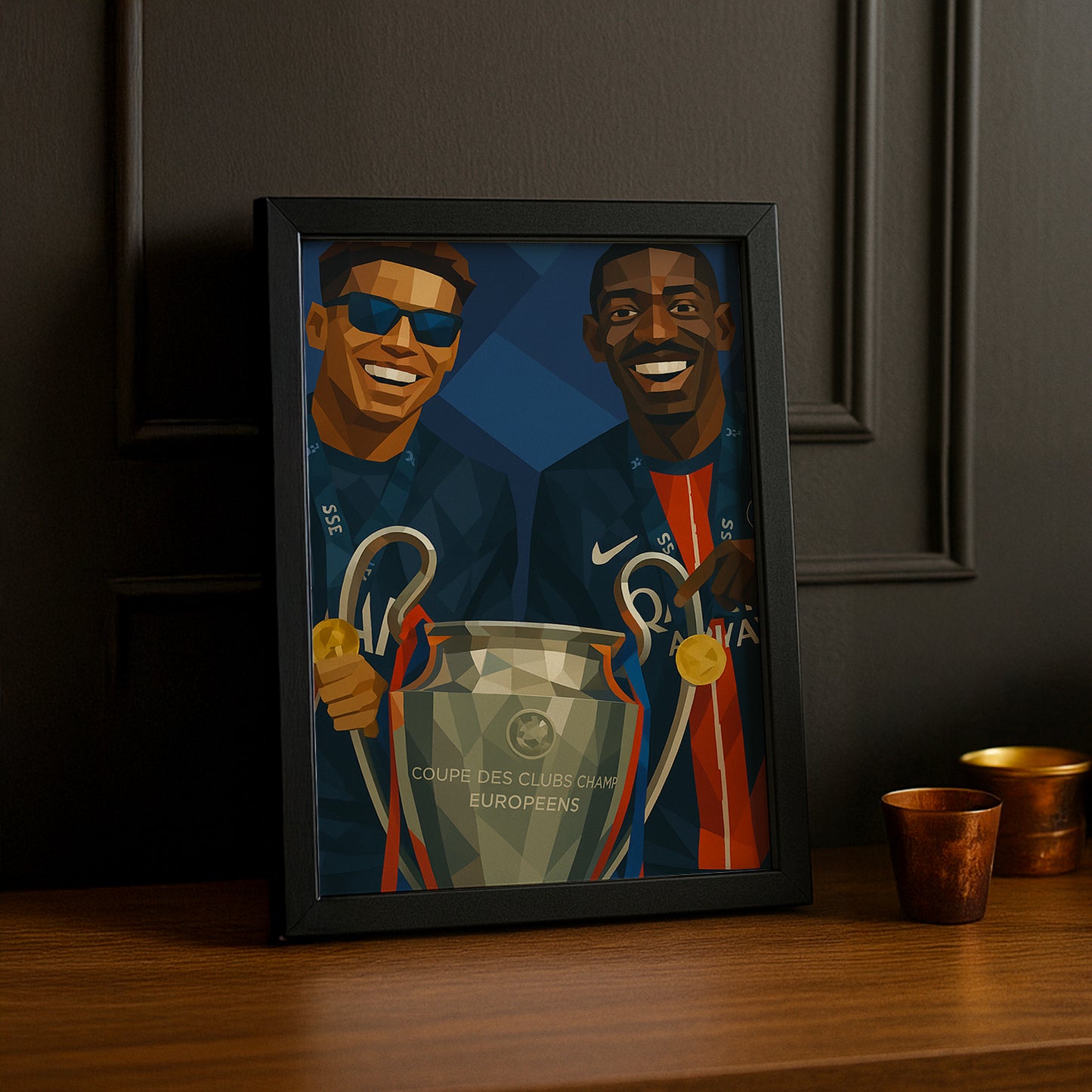 Cadre photo PSG illustration Dembélé x Hakimi