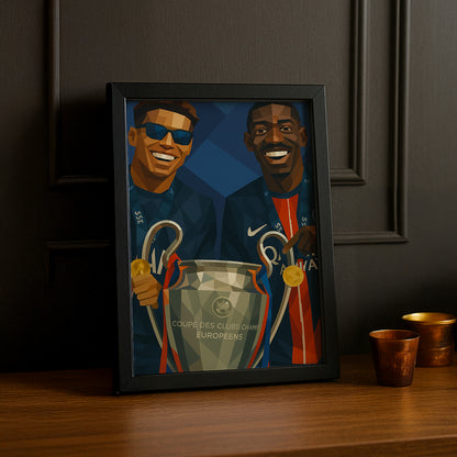 Cadre photo PSG illustration Dembélé x Hakimi