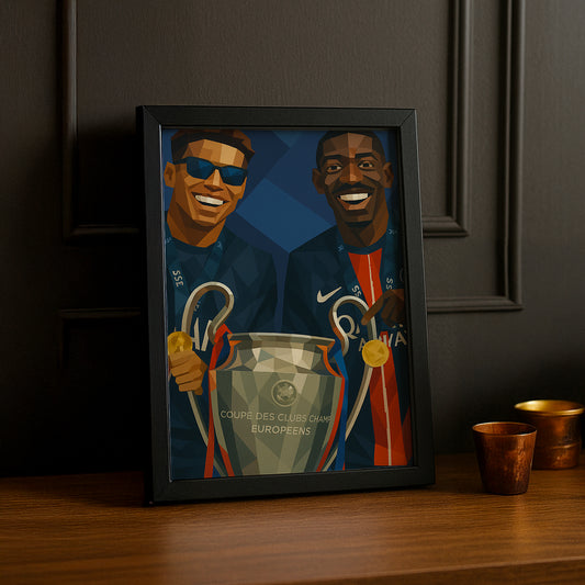 Cadre photo PSG illustration Dembélé x Hakimi