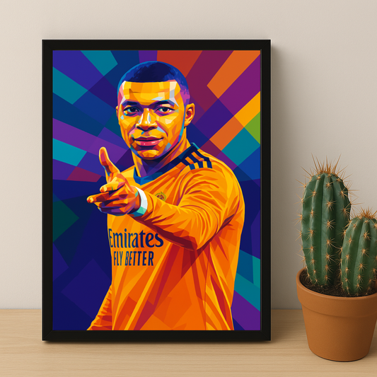 Cadre Photo Kylian Mbappé Real Madrid – Affiche HD Encadrée Papier Premium