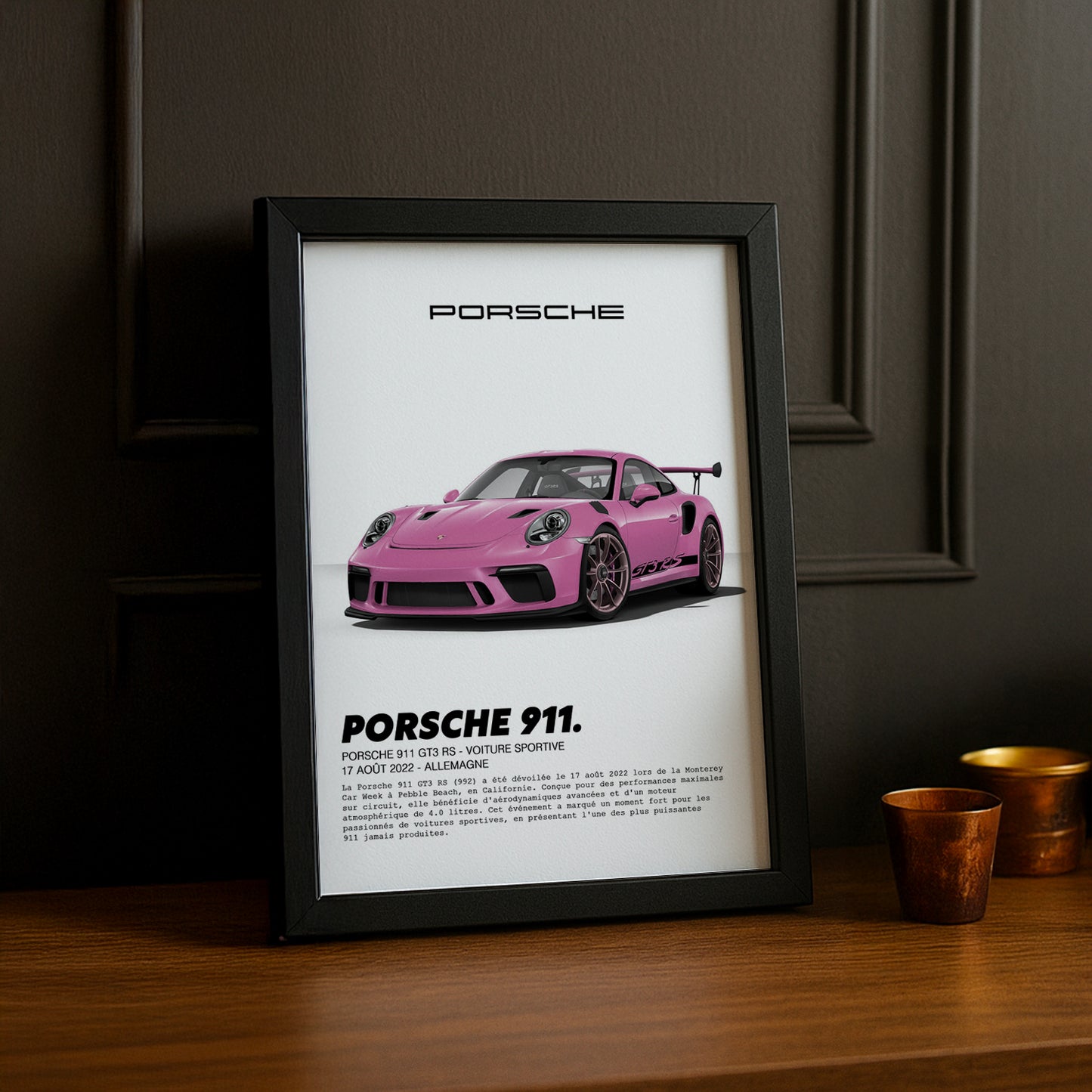 Cadre photo Porsche 911 GT3 RS Rose