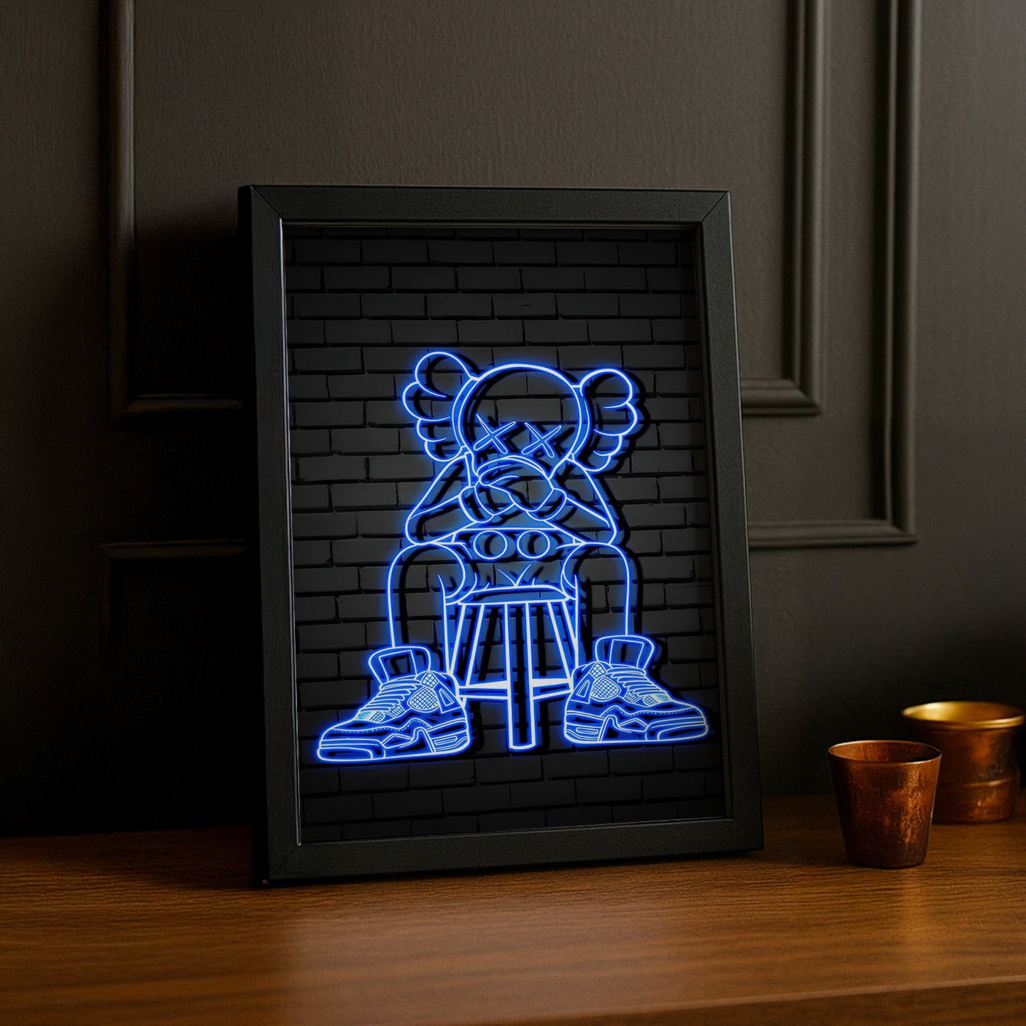 Cadre photo Kaws - Led Bleu