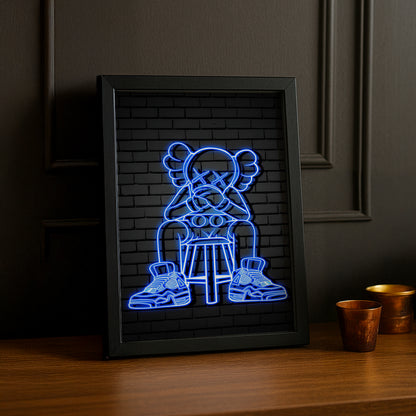 Cadre photo Kaws - Led Bleu