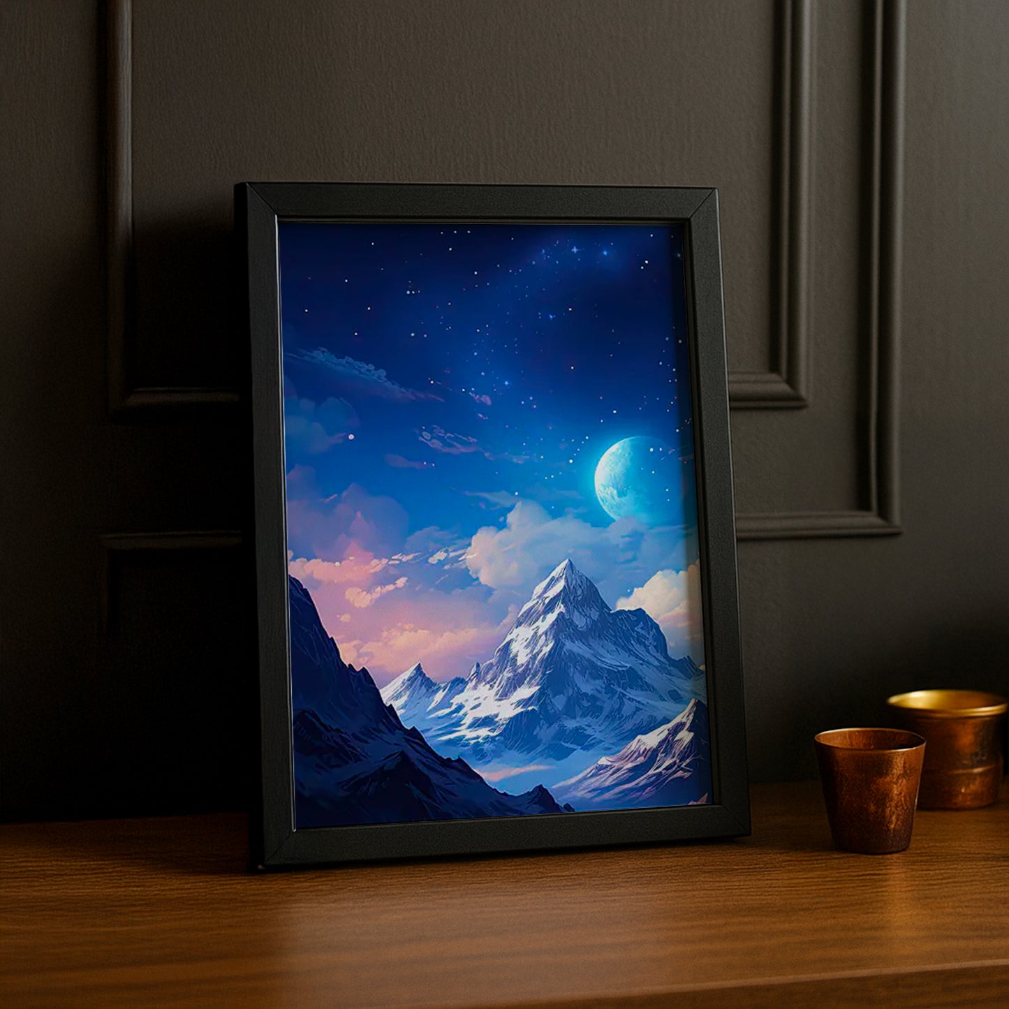 Poster Photo Naturel - Dessin de montagnes