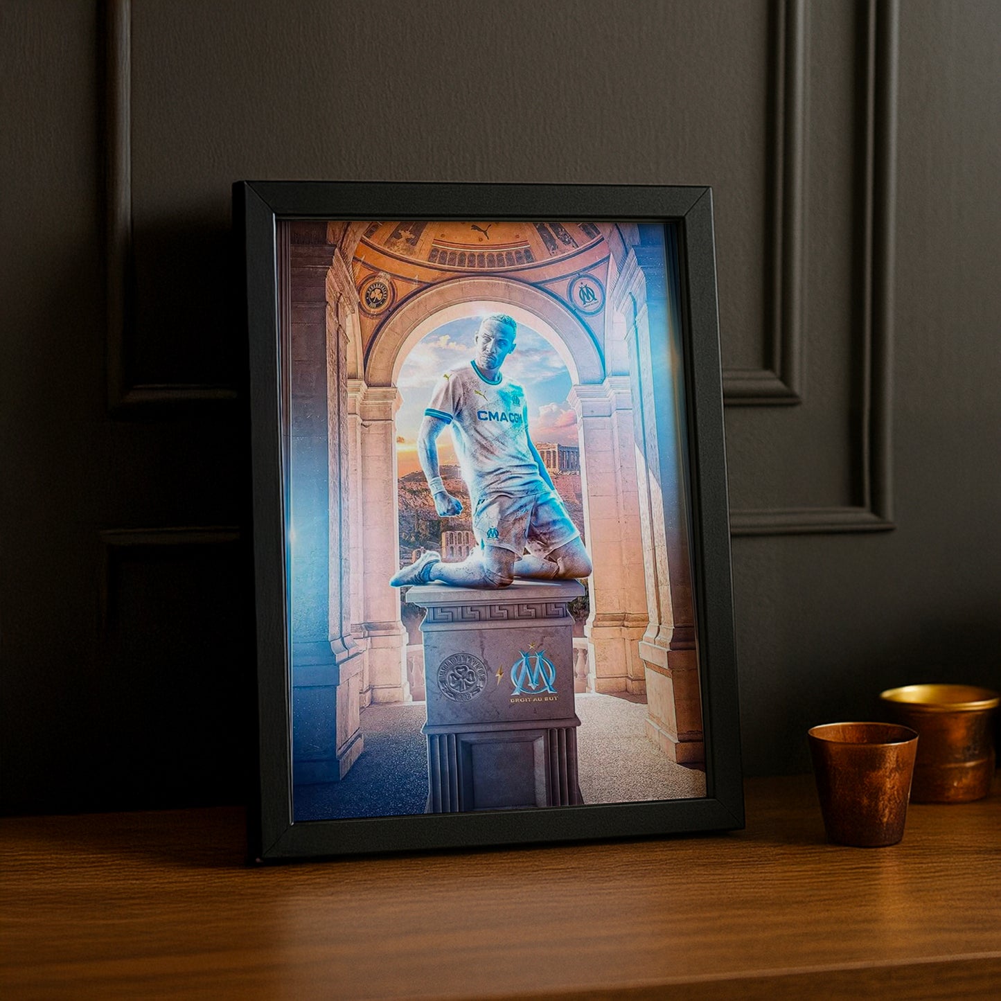 Poster encadrée Olympique de Marseille - Statue