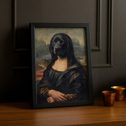 Cadre photo Mona Lisa La Joconde chien noir