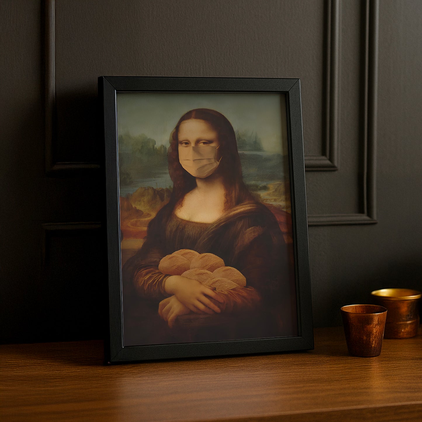 Cadre photo Mona Lisa La Joconde masque